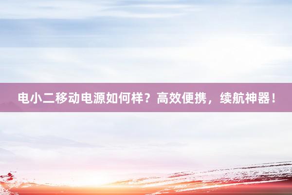 电小二移动电源如何样？高效便携，续航神器！
