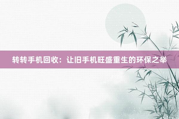 转转手机回收：让旧手机旺盛重生的环保之举